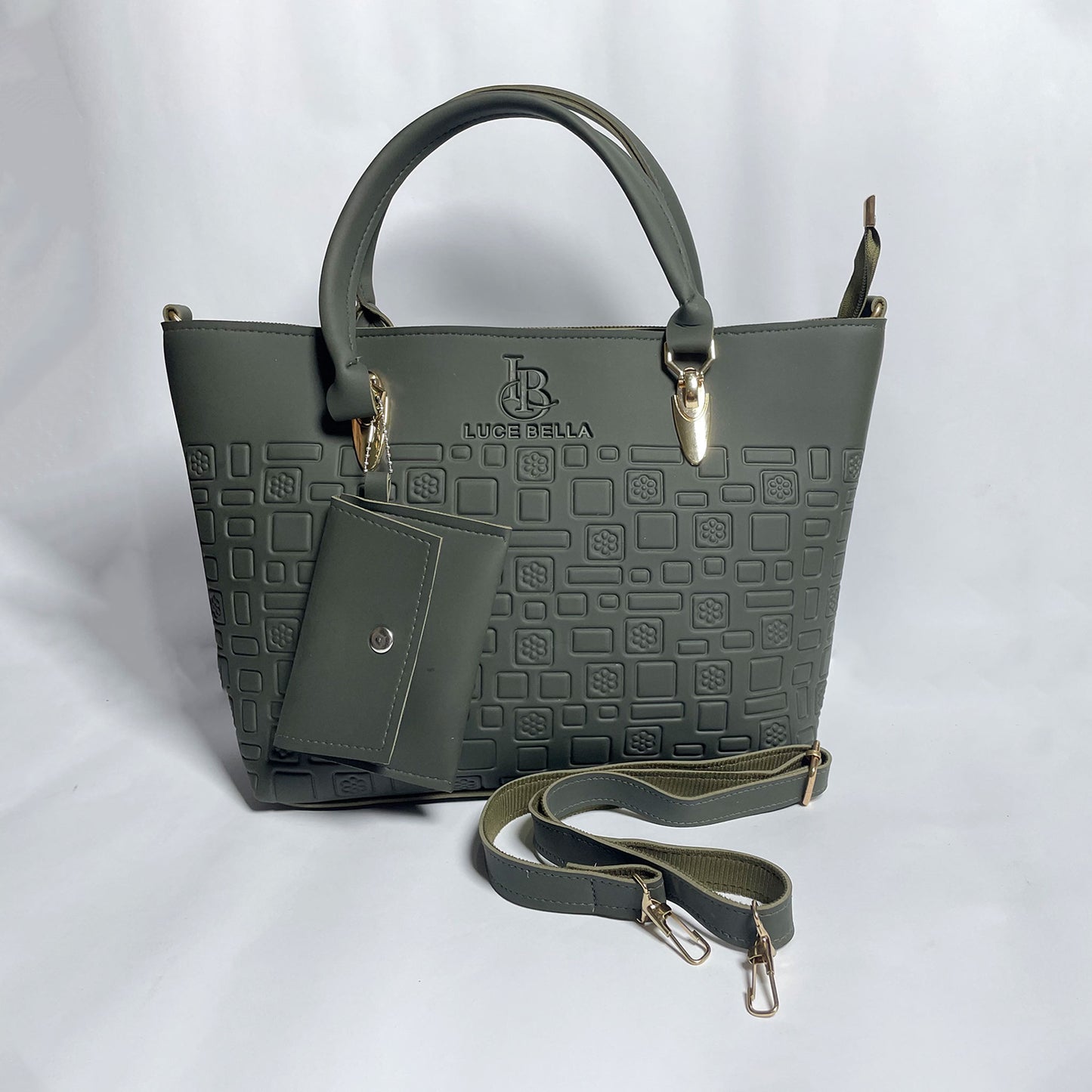 Luce Bella Textured Handbag for Women – Elegant Shoulder & Hand Carry Bag with Wallet & Strap