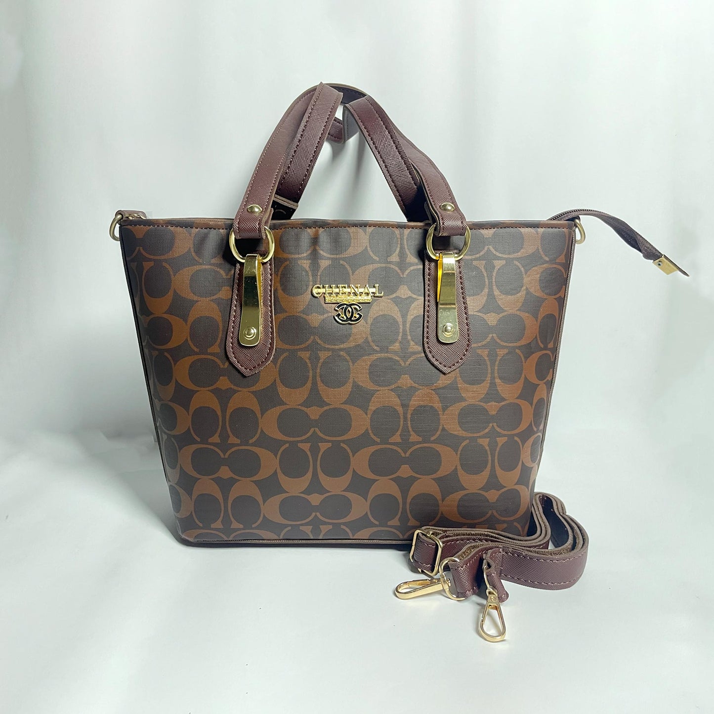 Printed Tote Handbag for Women – Branded Look Shoulder & Hand Carry Bag with Detachable Strap