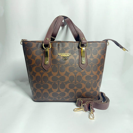 Printed Tote Handbag for Women – Branded Look Shoulder & Hand Carry Bag with Detachable Strap