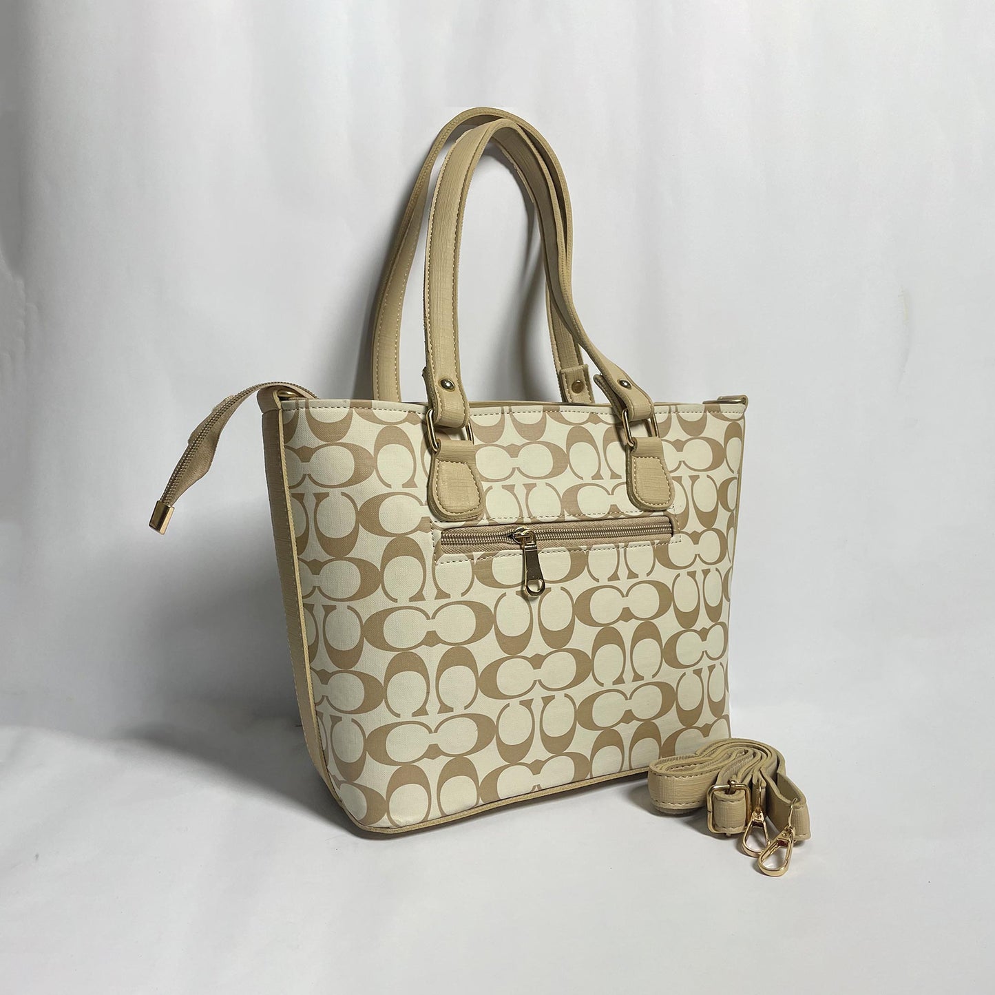 Printed Tote Handbag for Women – Branded Look Shoulder & Hand Carry Bag with Detachable Strap