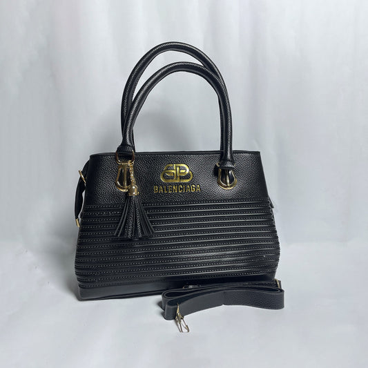 Taupe Textured Handbag for Women – Balenciaga Style Shoulder & Hand Carry Bag with Tassel & Strap